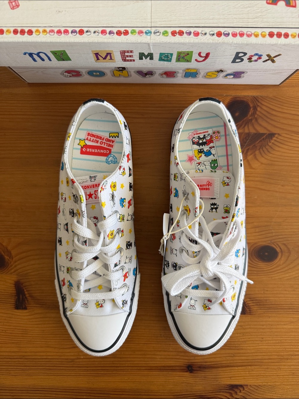 Converse White Low Top Sneakers with Multicolor Hello Kitty and Friends Print - Picture 2 of 13